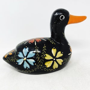 Vintage Talavera Style Mexican Pottery Bank | Hand Painted Duck Coin Bank | Folk Art Home Decor | Boho Kids Room Accent | Colorful Figurine