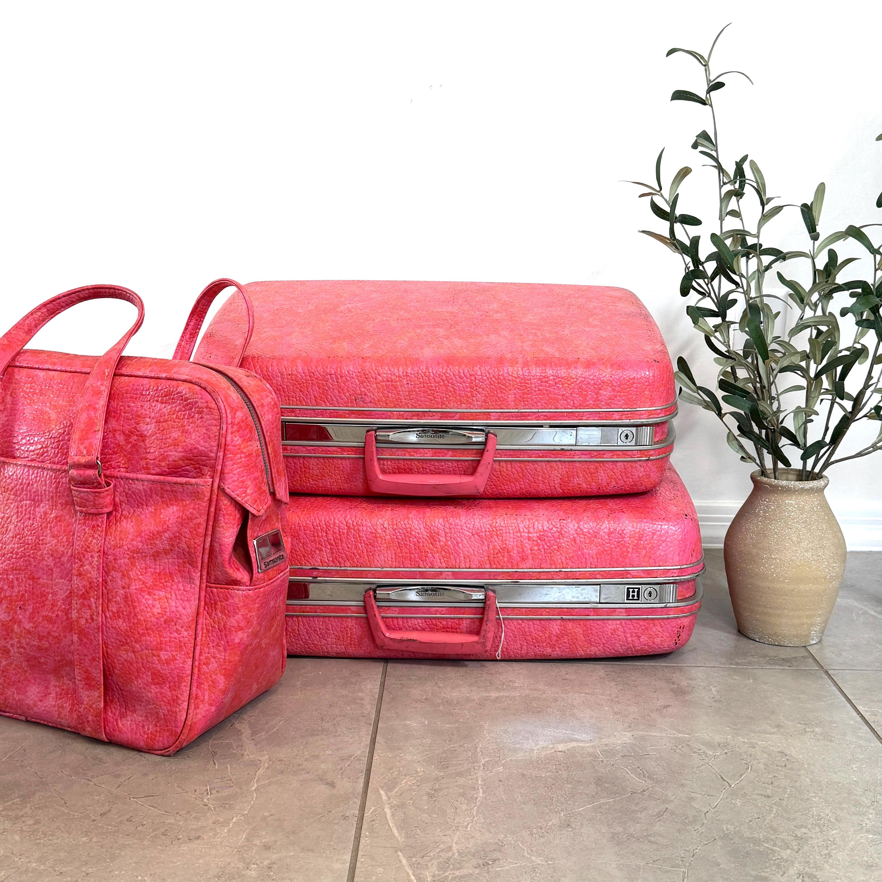 Vintage Pink Luggage YOU PICK Travel Bag Vintage Suitcases Bright  Pink Samsonite Silhouette MOD Marbled 1960s