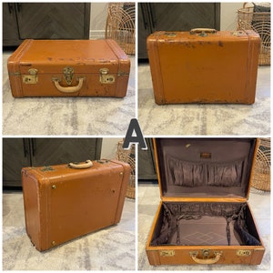 Vintage Suitcases YOU PICK Distressed Worn Brown 1940s 1960s Vintage Luggage Stacked Suitcases A Hankow