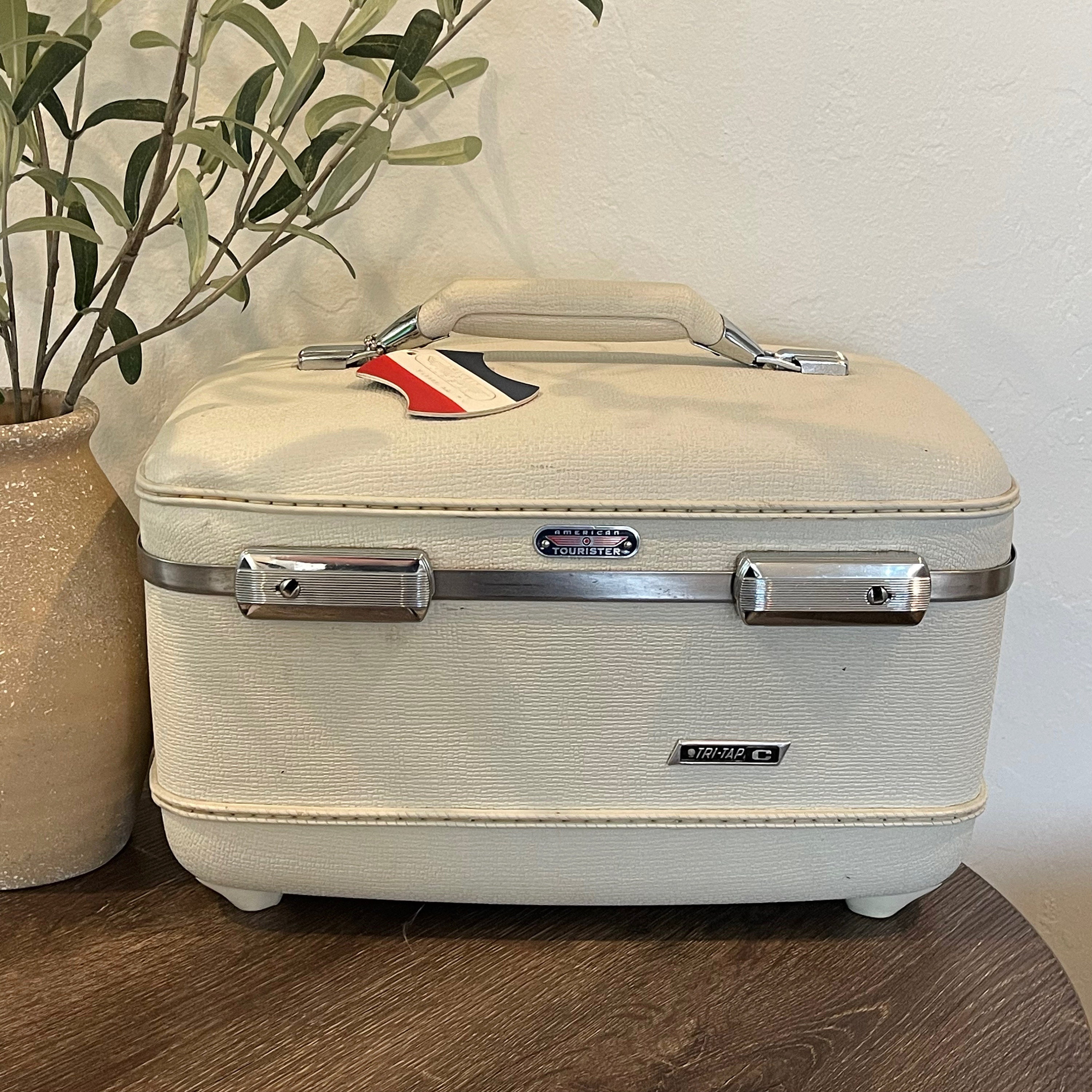 Vintage Train Case American Tourister Tri-taper White