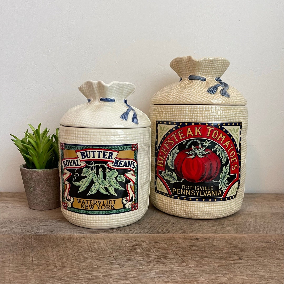 Vintage Country Canisters - Burlap Sack - Hearth and Home Designs