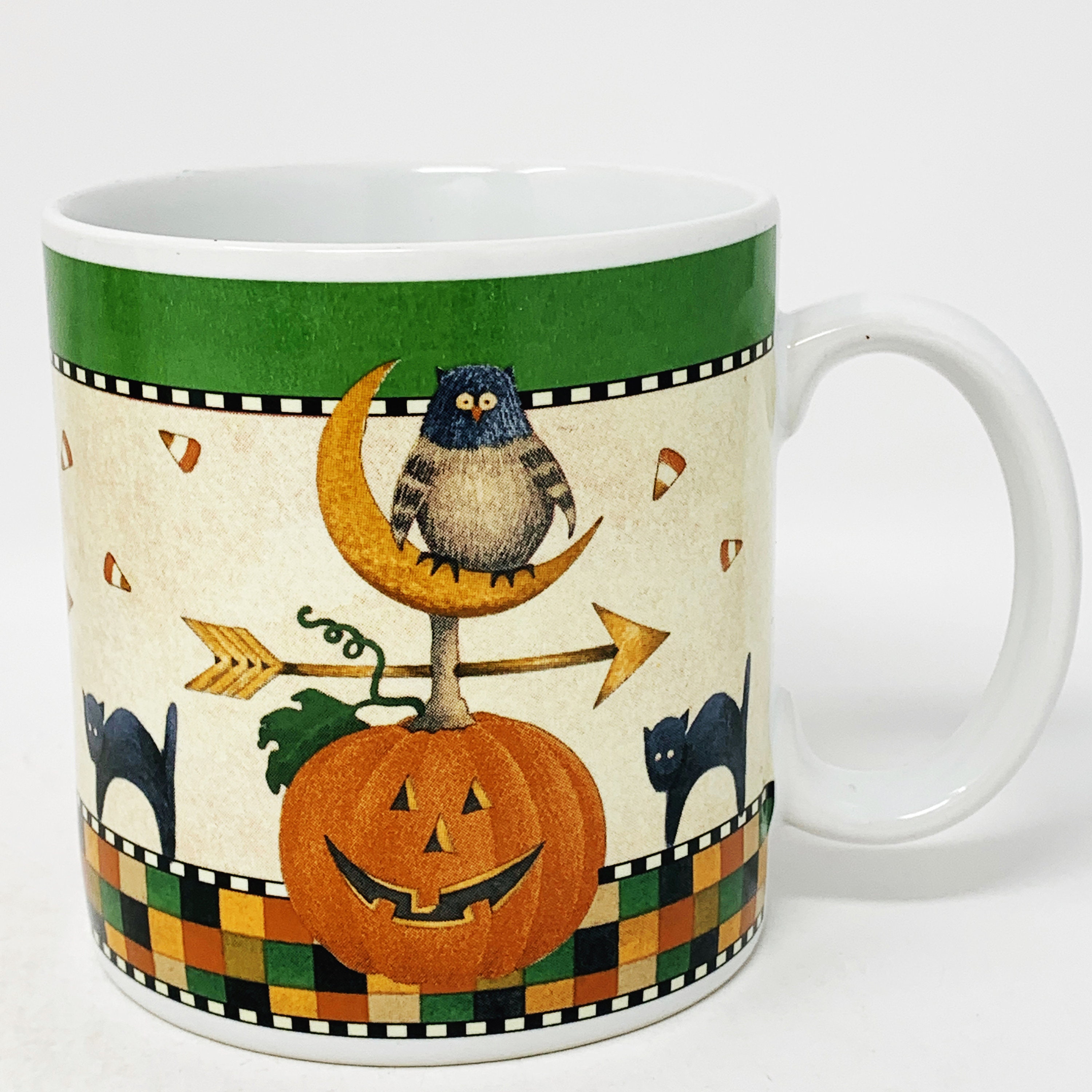 Halloween Mugs Debbie Mumm Black Cat Scarecrow Etsy