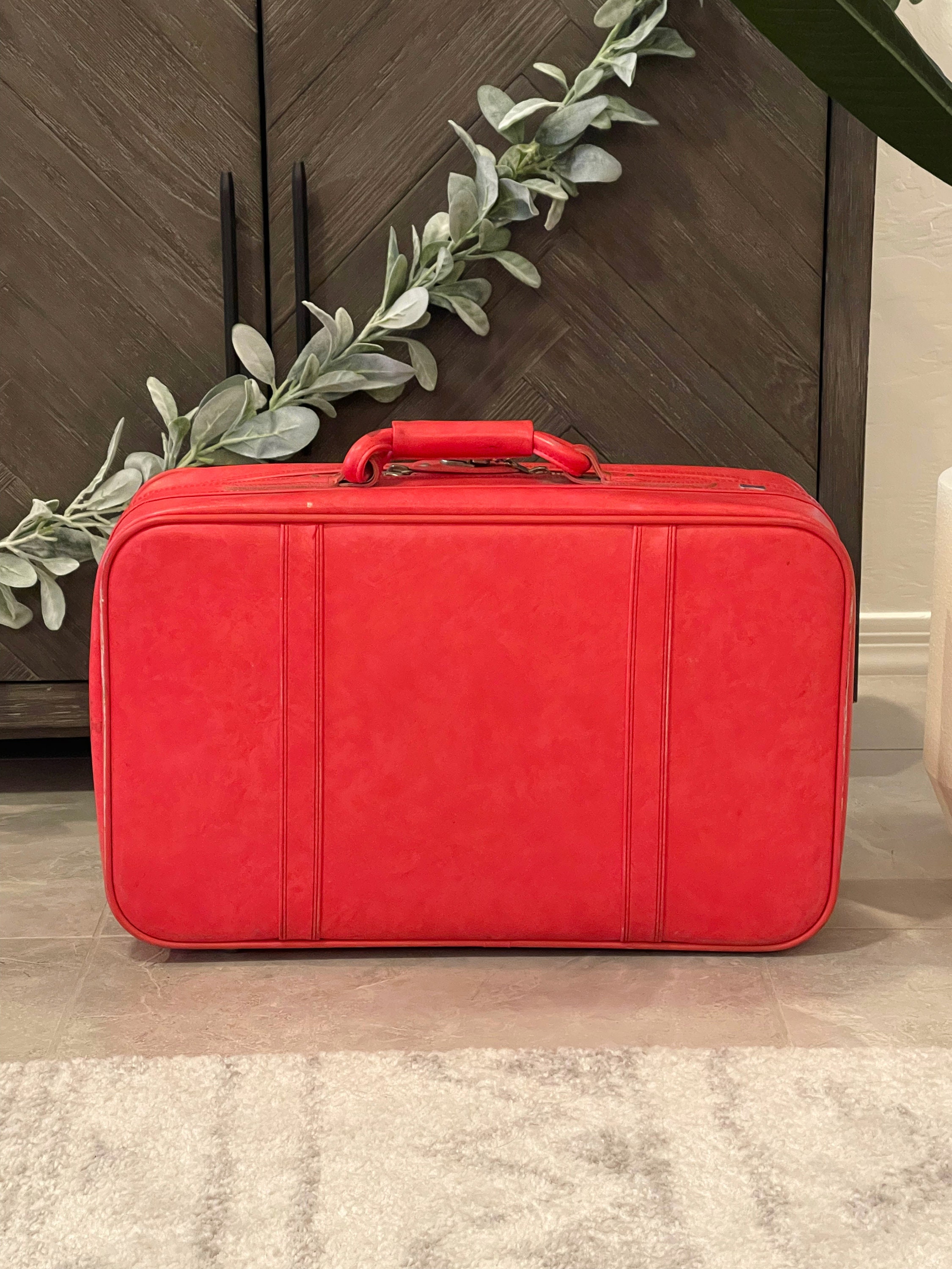 Wholesale Mens Red Retro Vintage Travel Luxury PU Leather Suitcase
