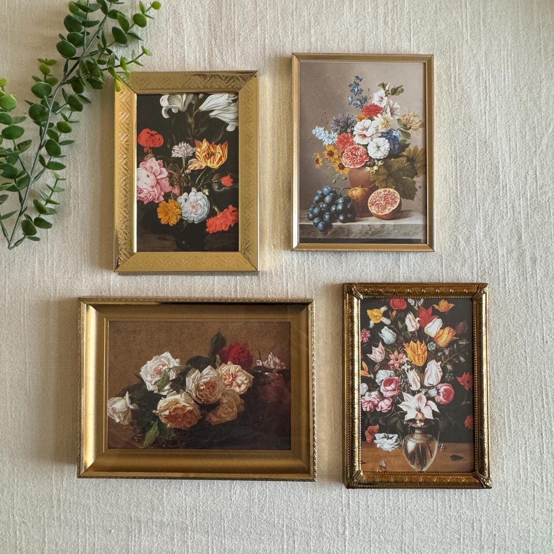 Vintage Gold Frame With Still Life Print | 5x7 Moody Botanical Art ...