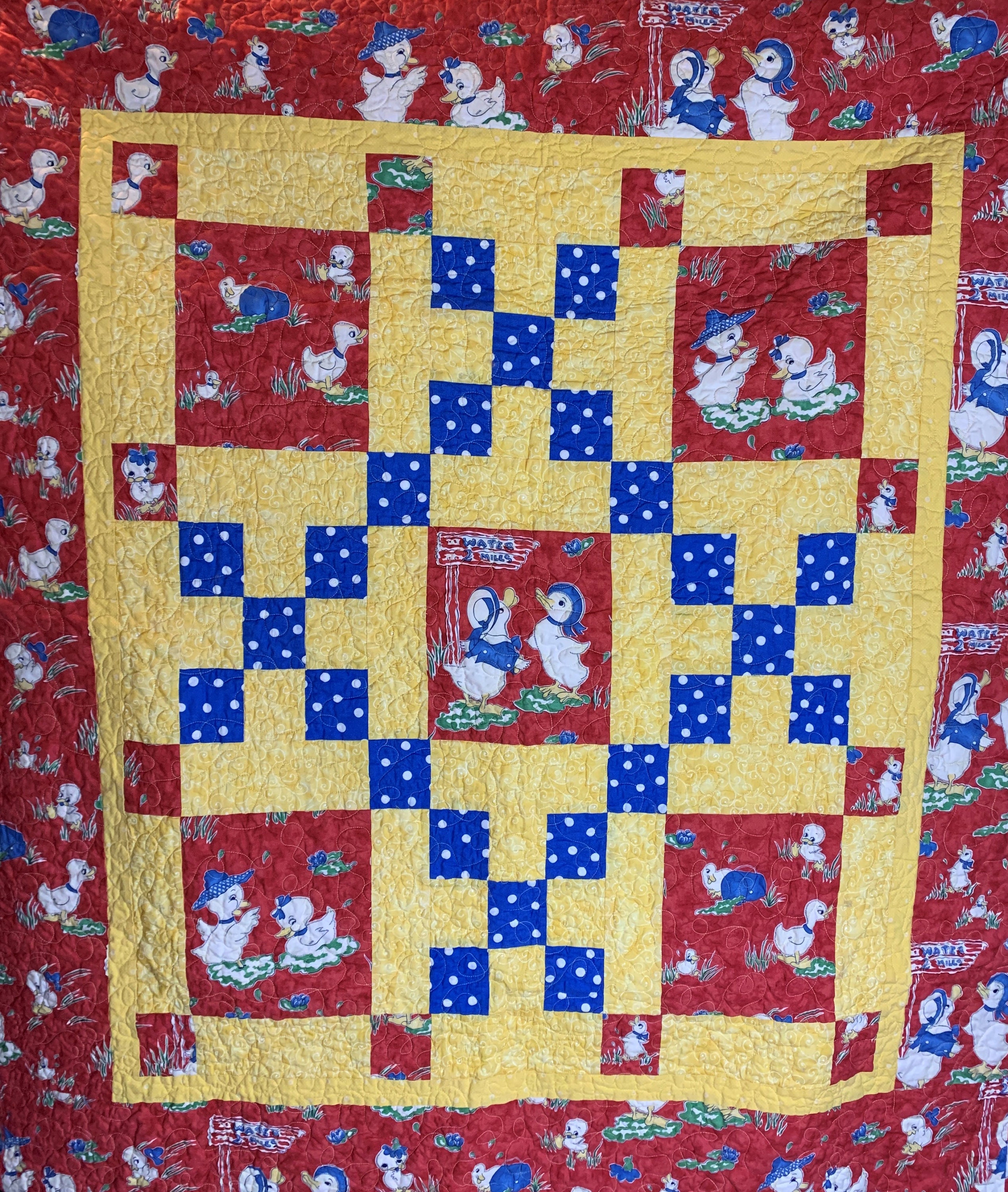 Red Baby Quilt Vintage Baby Quilt Baby Blanket Ducks Etsy