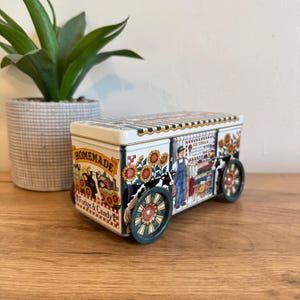 Vintage Keller-Charles Tin | Candy Cart on Wheels | Ice Cream Farm Scene | Country Kitchen Decor | Fudge & Candy Storage Tin