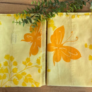 Vintage Floral Pillowcases Set | Yellow Orange Butterfly Floral | Springmaid Wondercale | Retro Bedding Set | Cottagecore Bedroom Decor