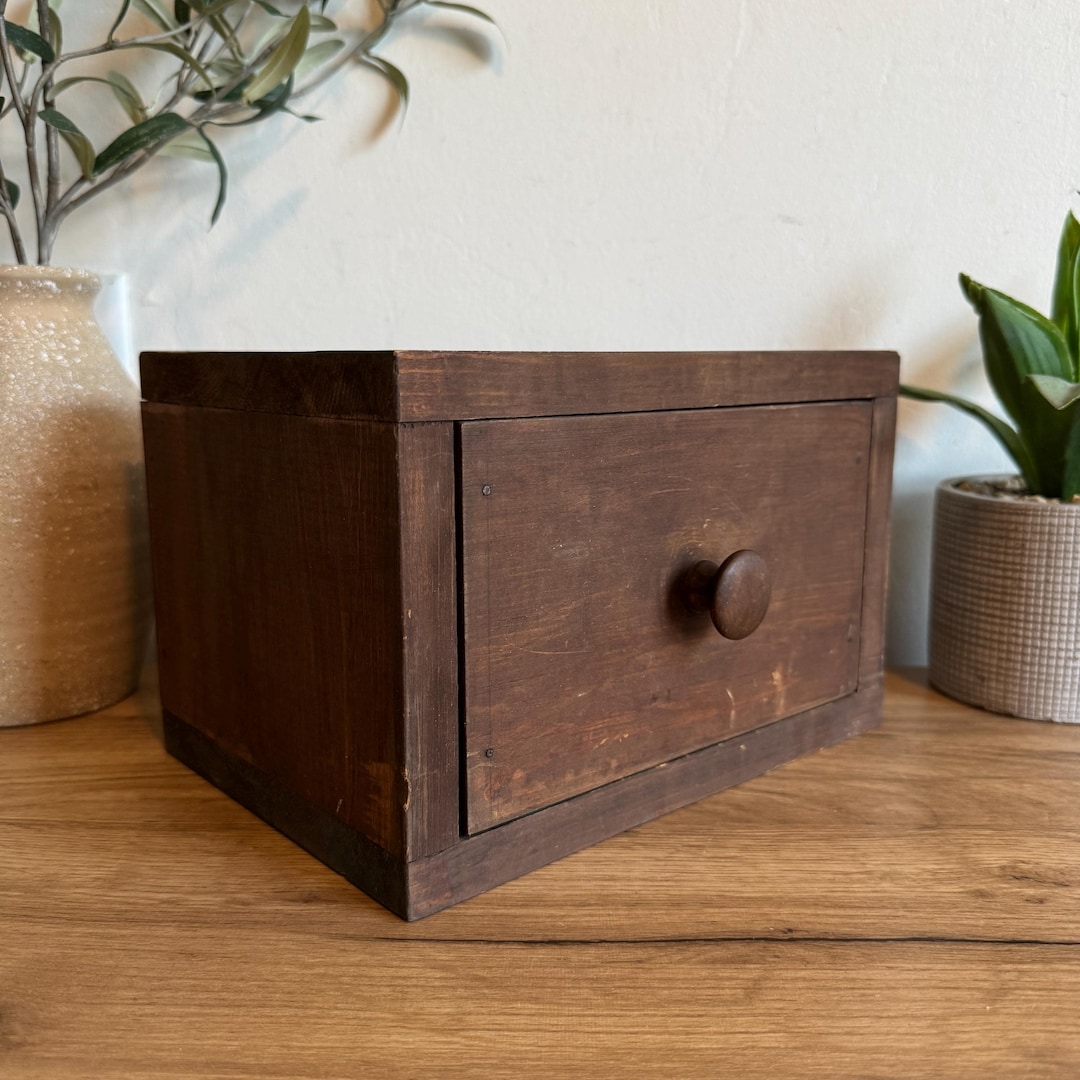 Vintage Wooden Storage Drawer | Rustic Primitive Wood Box | Farmhouse ...