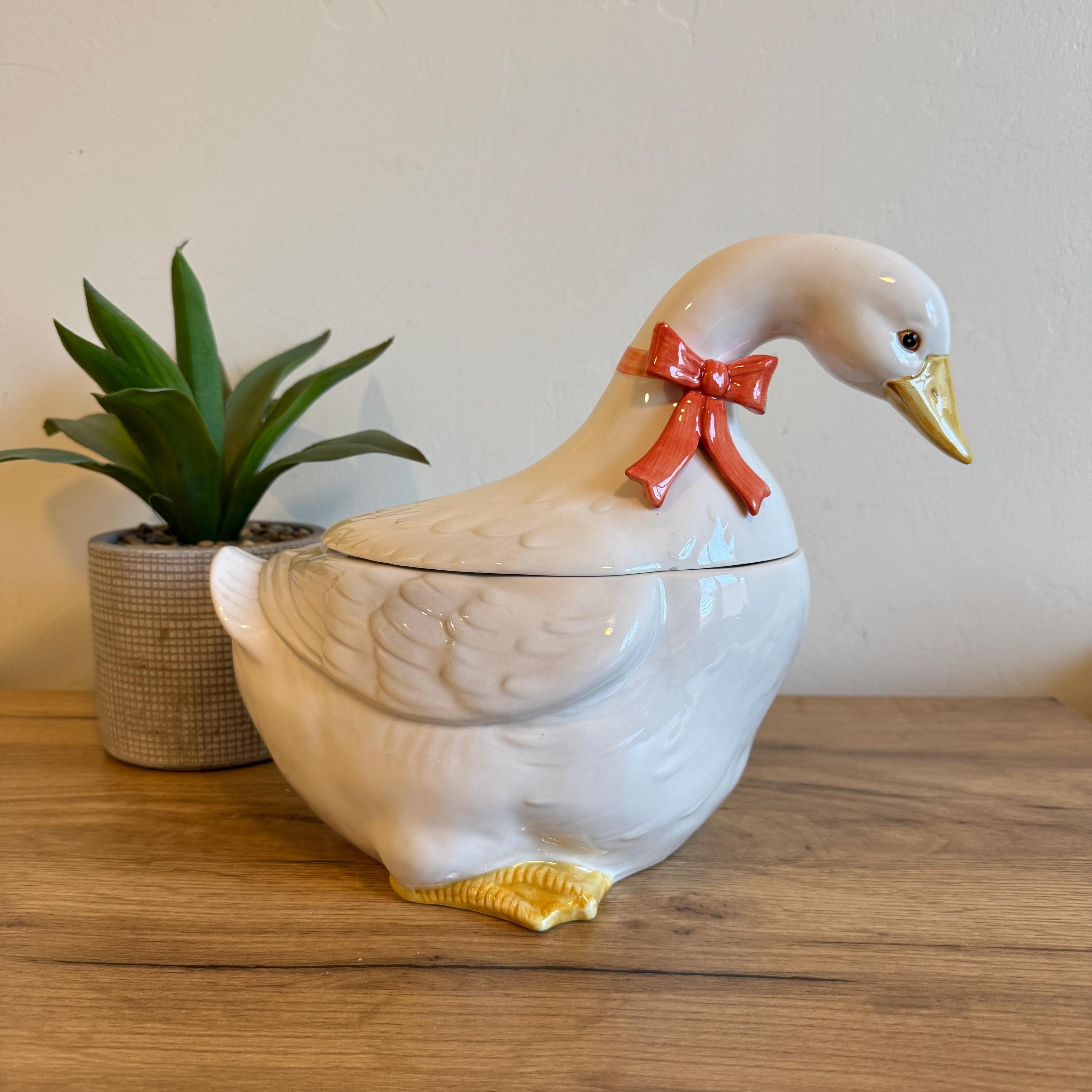 〇Oa20 デッドストック 昭和レトロ 調味料入れ ピンク CookMaster Vintage Otagiri Goose Cookie Jar | Ceramic Duck Jar With Reddish