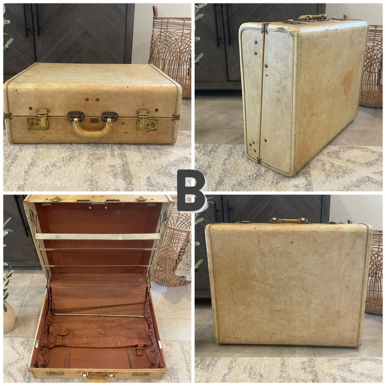 Vintage Suitcases YOU PICK Brown Royal Traveller Leatherette White Airess Platt Samsonite 1940s 1950s Vintage Luggage image 7