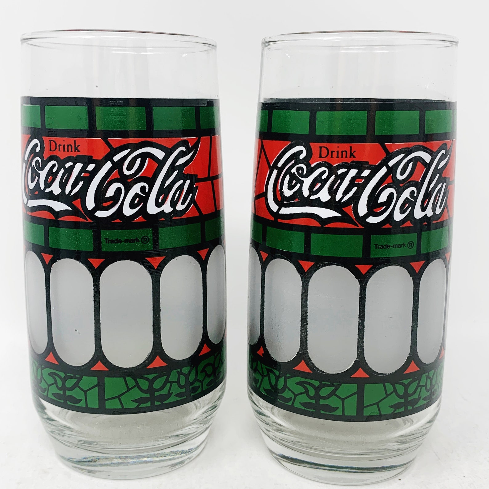 Coca Cola Glasses Coca Cola Stained Glass Tiffany Style Etsy