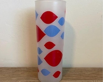 Vintage Mod Glassware | CHOICE | 60s/70s Red Blue Op Art Glasses | Retro Drinkware Sets | Mid Century Barware