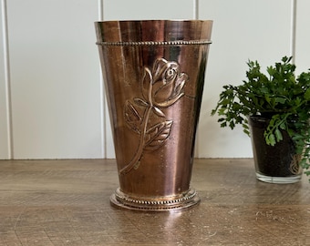 Vintage Silver Vase | Silver Plated Rose Vase | Embossed Floral Vessel | Cottagecore Decor | Romantic Decor | Teleflora Flower Vase