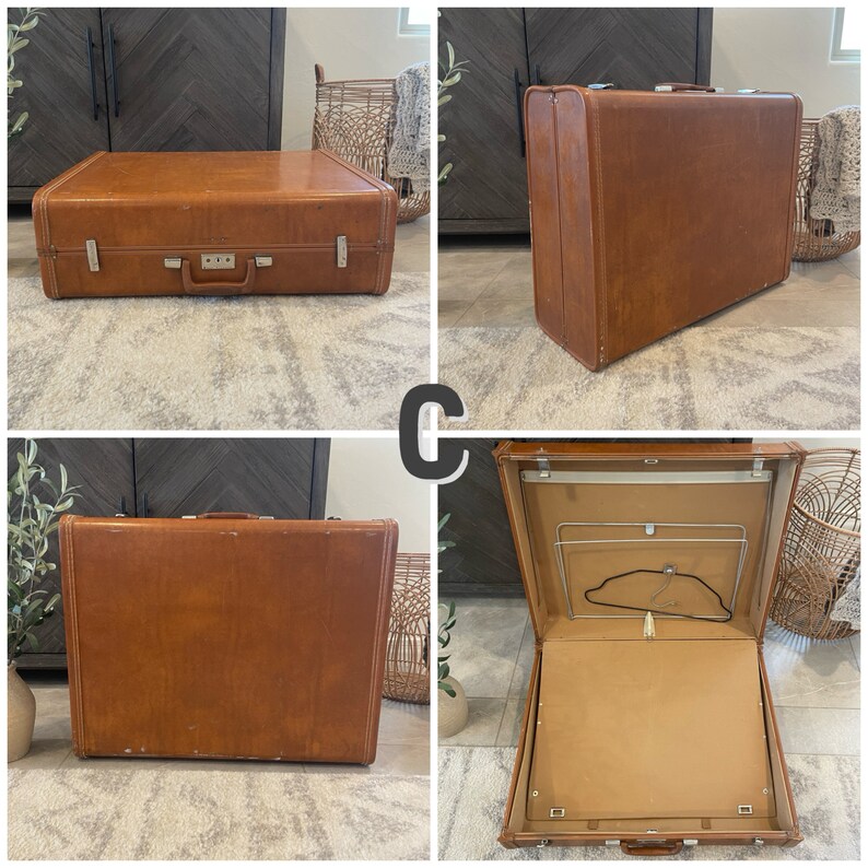 Vintage Suitcases YOU PICK Brown Royal Traveller Leatherette White Airess Platt Samsonite 1940s 1950s Vintage Luggage image 9