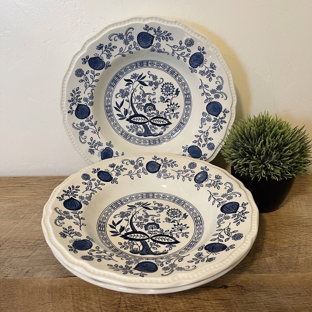 Kensington Ironstone Bowls Set of 3 Made in England Floral Pasta Bowls