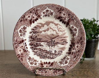 Brown Transferware Bread Plate | Johnson Brothers Rydal Water | English Ironstone Tableways | Cottage Decor | England