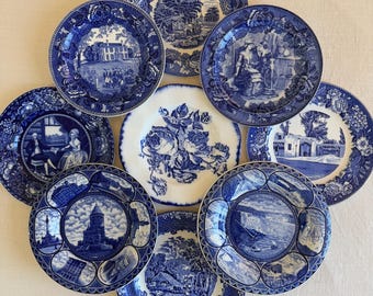 Blue Transferware Plate | CHOICE | Antique Staffordshire Decor | Flow Blue Plate Wall Art | Vintage English China for Gallery Walls