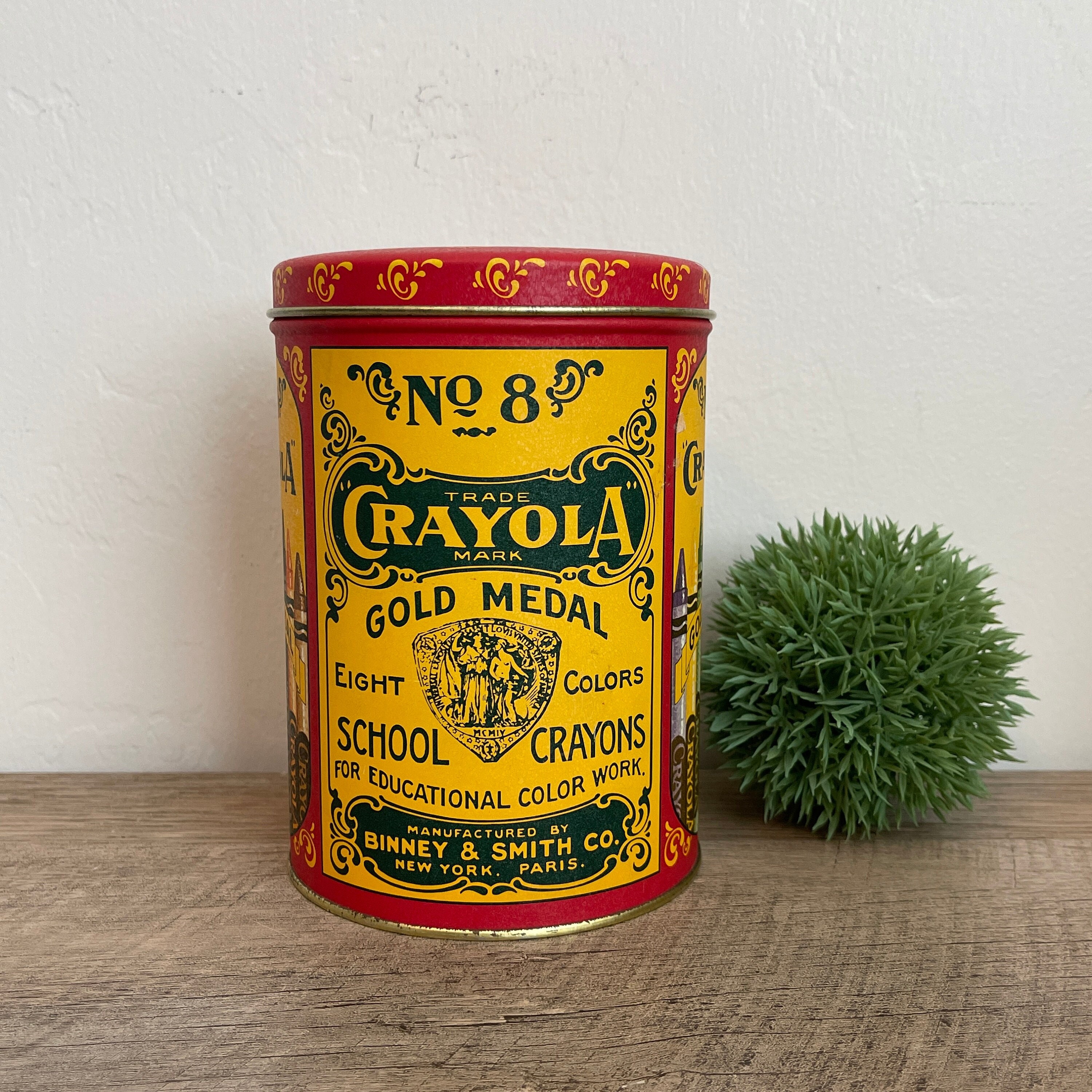 Crayola crayons 90th anniversary vintage tin metal storage