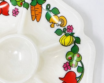 Divided Vegetable Tray - Vintage Veggie Tray - Plastic - Vegetable Serving Tray - Mid Century - Serving