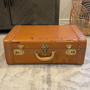 Vintage Suitcases YOU PICK Distressed Worn Brown 1940s 1960s Vintage Luggage Stacked Suitcases image 7