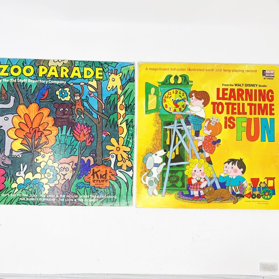Vintage Kids Vinyl Record Set | 70s Zoo Parade & Disney Time