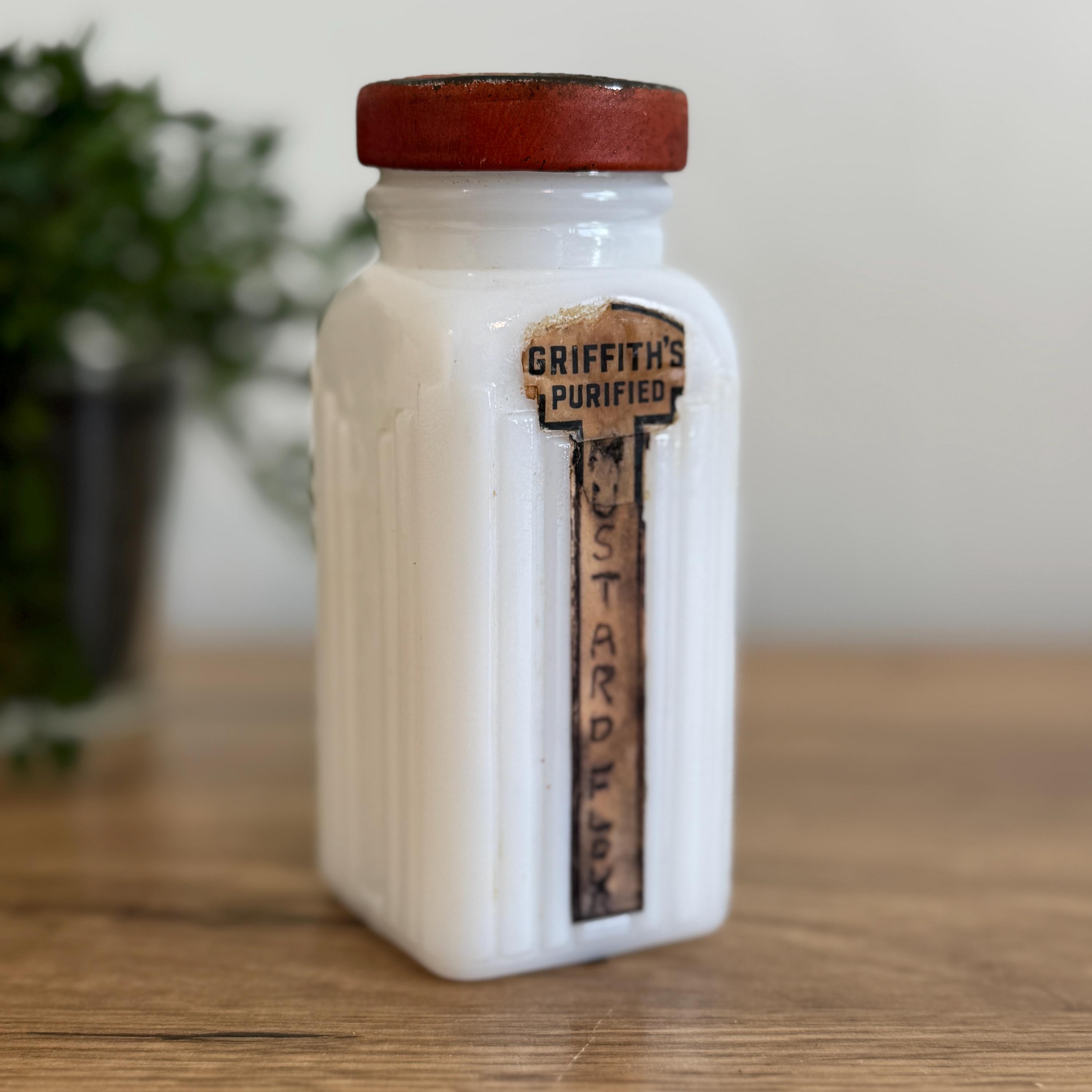 Vintage Spice Jars | CHOICE of Griffiths Milk Glass Spice Jar
