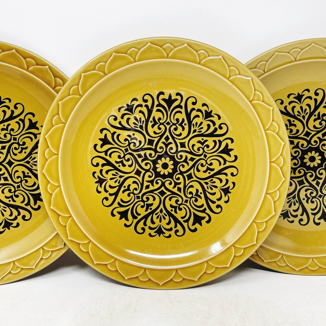 Japanese Stoneware Plates Golden Seville Set of 3 Dinner Etsy