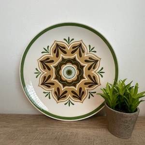 Vintage Ironstone Plate - Royal China - Cavalier Middlebury - Ironstone - Dinner Plate - Green - Brown - Stoneware - Mid-Century - MCM