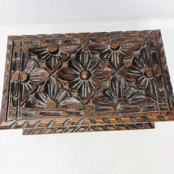 Carved Wooden Box - Trinket Box - Jewelry Box - V… - image 5