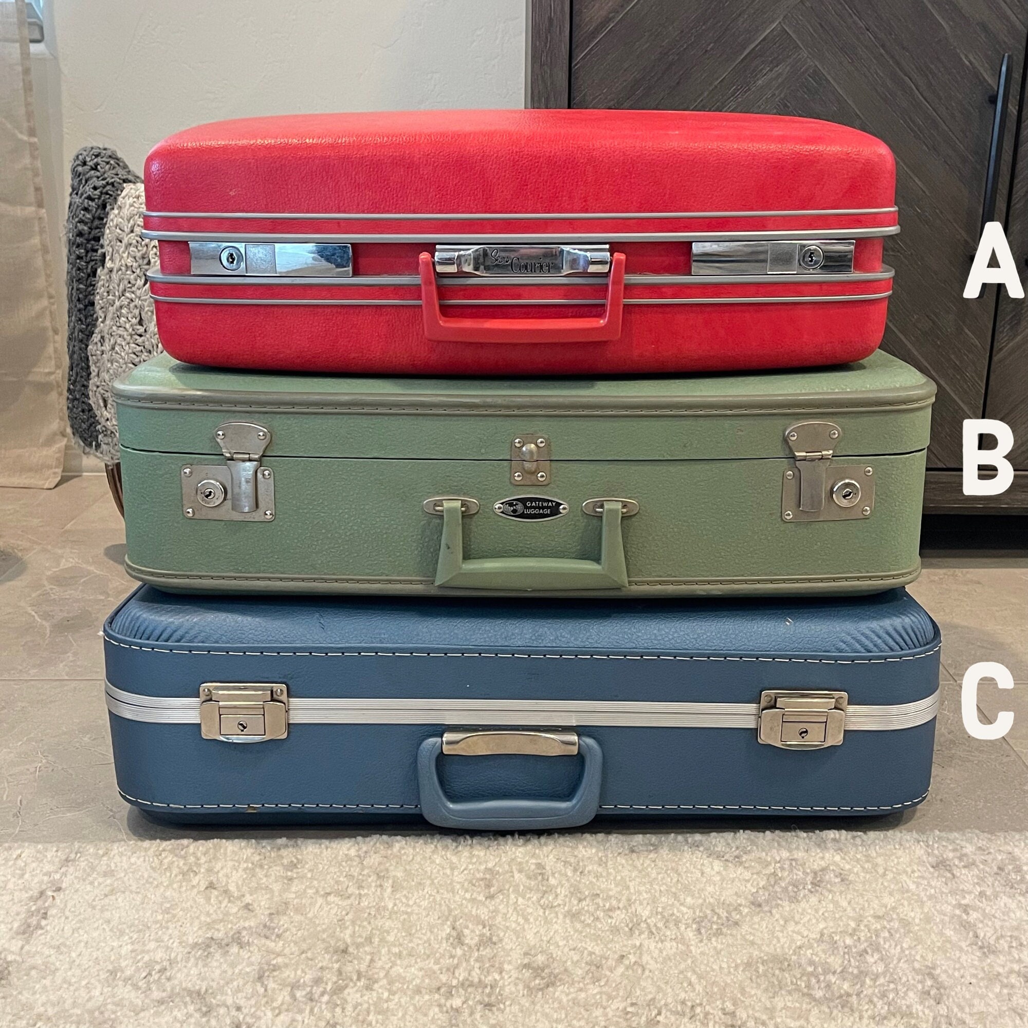 Vintage Suitcases - Bright Red Suitcase - Sears Courier