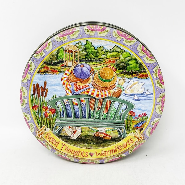 Round Kids Tin - Good Thoughts - Warm Hearts - Great American Opportunities - Coastal - Cottagecore - Decor - Vintage Tin - Children
