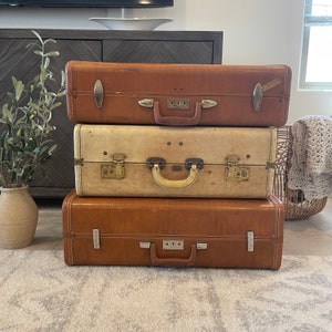 Vintage Suitcases YOU PICK Brown Royal Traveller Leatherette White Airess Platt Samsonite 1940s 1950s Vintage Luggage image 1