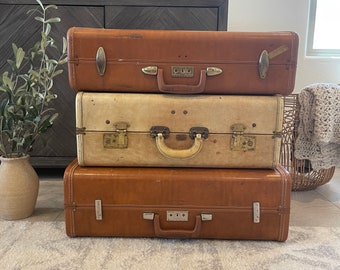 Vintage Suitcases - YOU PICK - Brown - Royal Traveller - Leatherette - White - Airess Platt - Samsonite - 1940s - 1950s - Vintage Luggage