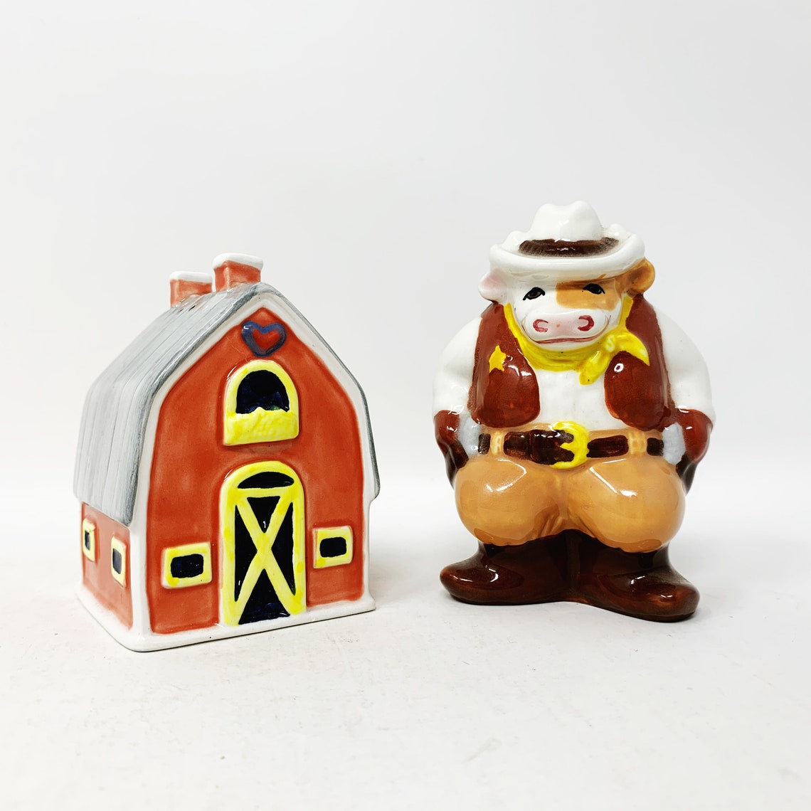 Farm Salt and Pepper Shakers Susan Winget Clay Art Etsy