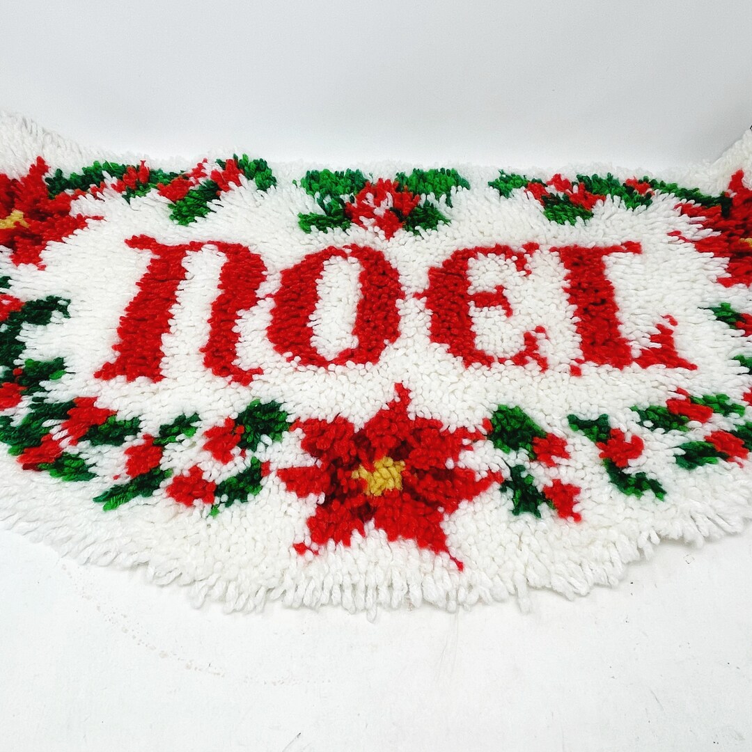 Vintage Christmas Latch Hook Rug NOEL Halfmoon Doormat Etsy