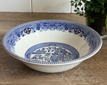 Vintage Myott Old Willow Cereal Bowl | Blue White Transferware Bowl | 8 Avail | Staffordshire England Earthenware | English Cottage Decor