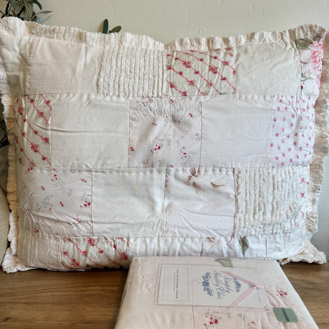 Rachel Ashwell Pillow Sham | Shabby Chic Patchwork Bedding | Pink ...
