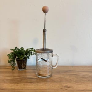 Antique Style Glass Nut Chopper | Vintage Food Chopper with Metal Lid | Hand Crank Kitchen Tool | Farmhouse Decor | Rustic Baking Gadget