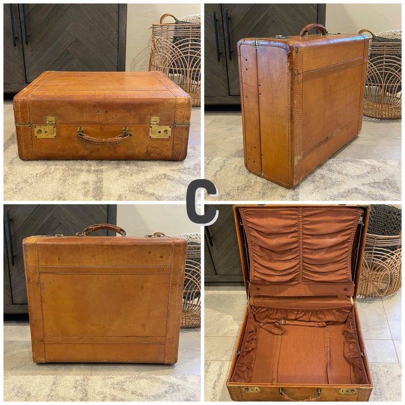 Vintage Suitcases YOU PICK Distressed Worn Brown 1940s 1960s Vintage Luggage Stacked Suitcases C Roebling