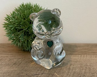 Fenton Glass Teddy Bear - Green Gem - Birthday Bear - May - Birthstone - Figurine - Fenton - Art Glass