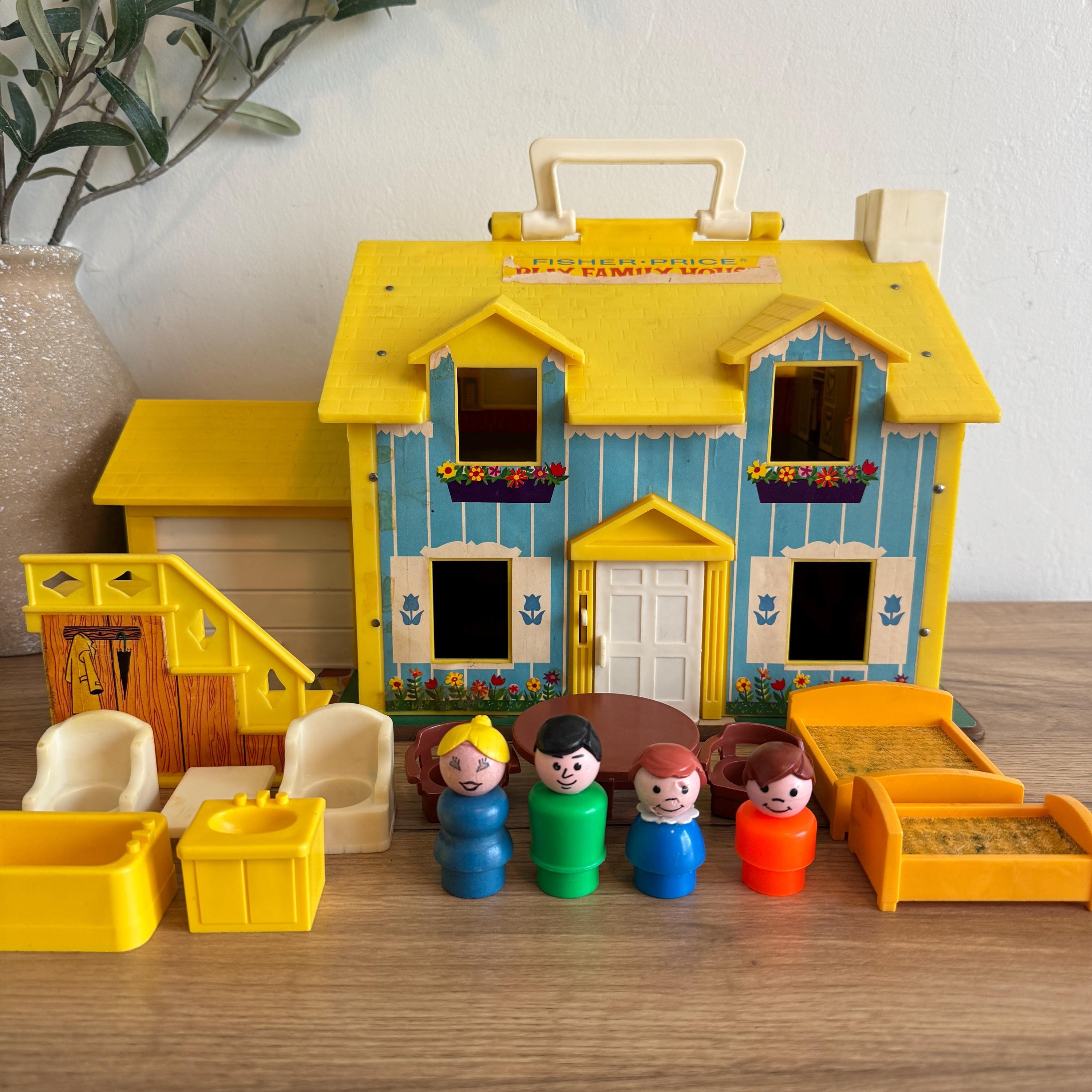 Fisher Price Play Family House 952 Blue Yellow Vintage Little