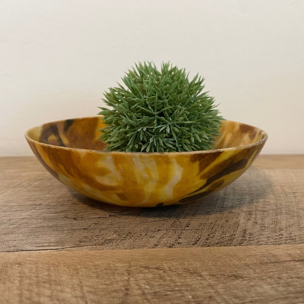 Vintage Floral Bowls - You Pick - Traymold - Fiberglass - Decorative - 1960s - Yellow - Brown - Small Bowl - MCM - MOD