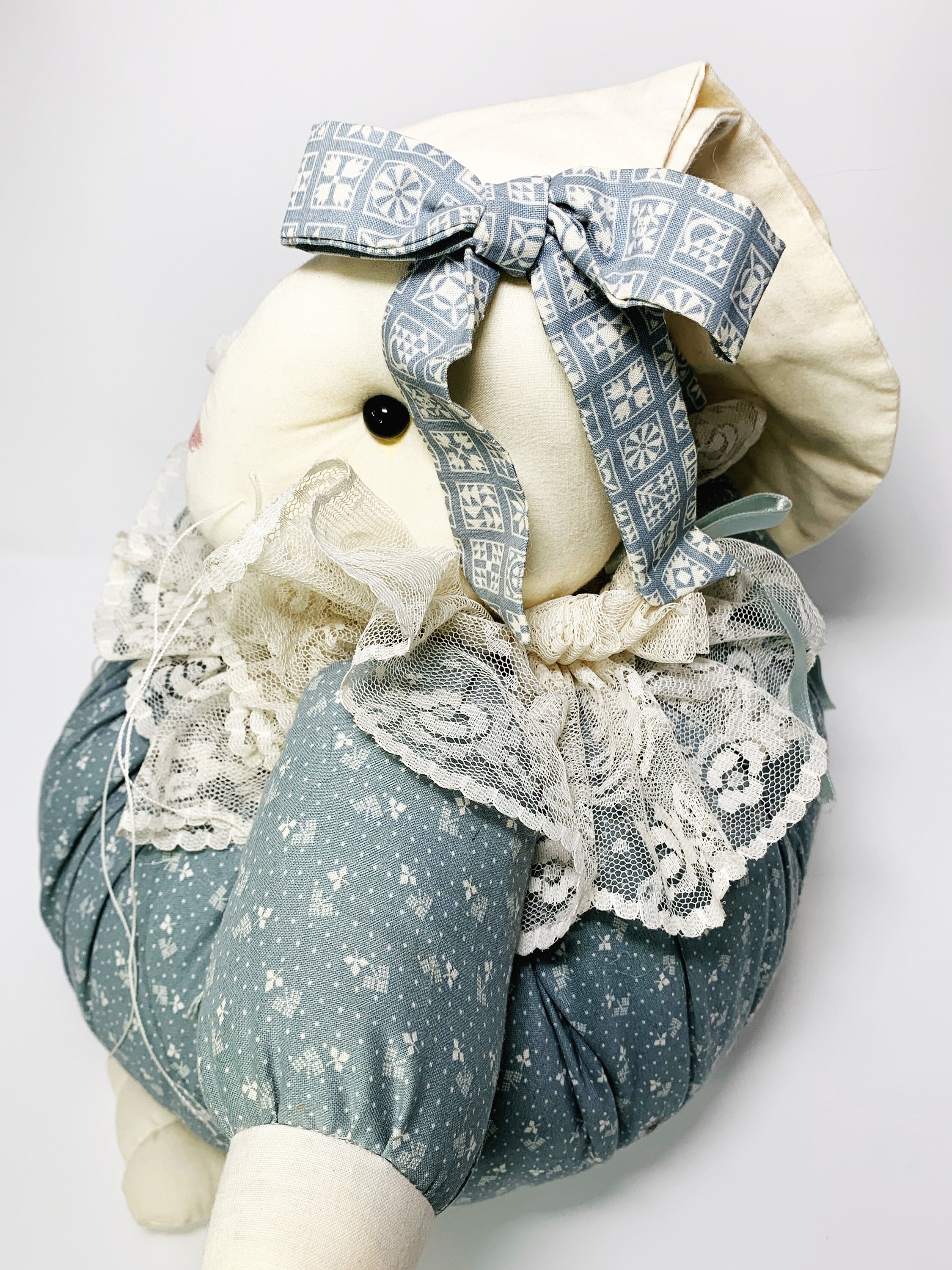 STUFFED Bunny Rabbit with LACE Collar Handmade Easter Etsy