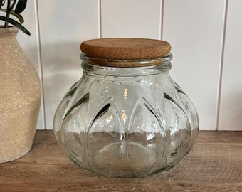 Vintage Glass Storage Jar | Italian Bubble Glass Canister | Retro Kitchen Container | Rustic Pantry Decor | Cottagecore Glass Apothecary Jar