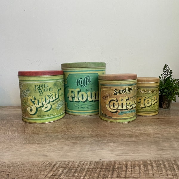 Pentron Kitchen Canisters - YOU PICK - Flour, Sugar, Tea, Coffee - Tins - 1979 - Ballonoff - 1970s - Mid-Century Style - Retro Kitchen