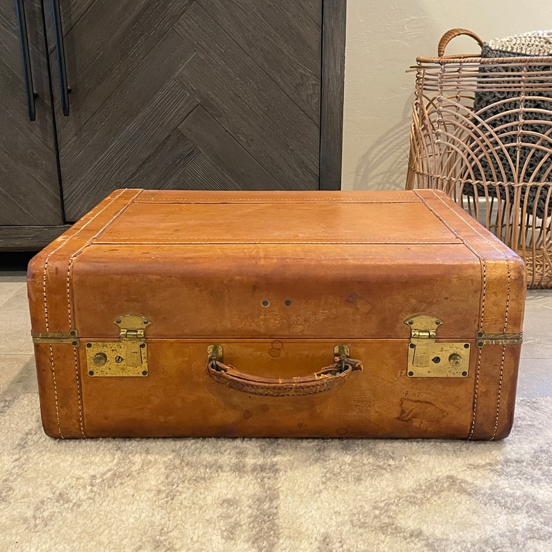 Vintage Suitcases YOU PICK Distressed Worn Brown 1940s 1960s Vintage Luggage Stacked Suitcases image 3