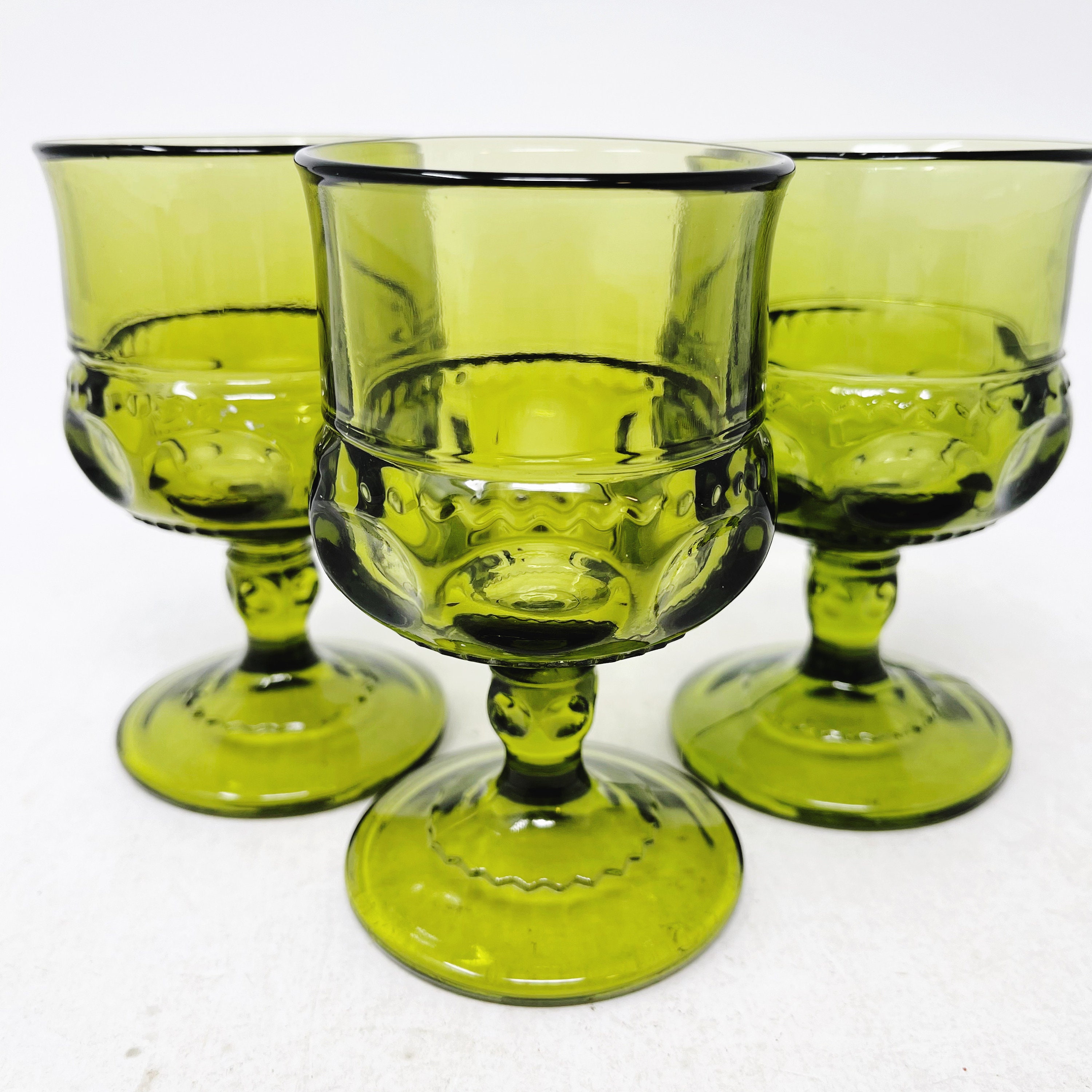 Green Wine Glasses VINTAGE Indiana Glass Goblets Etsy