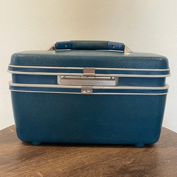 Vintage Train Case Samsonite Travel Case Blue … Gem