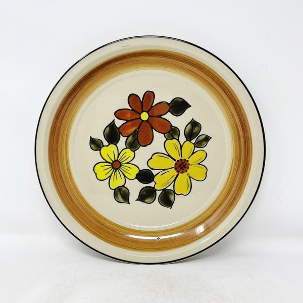 Large Vintage Floral Plate - Fashion Manor - Stoneware - Daisy Vale - Boho - Platter - Charcuterie - Chop Plate - Mid-Century - Dishes