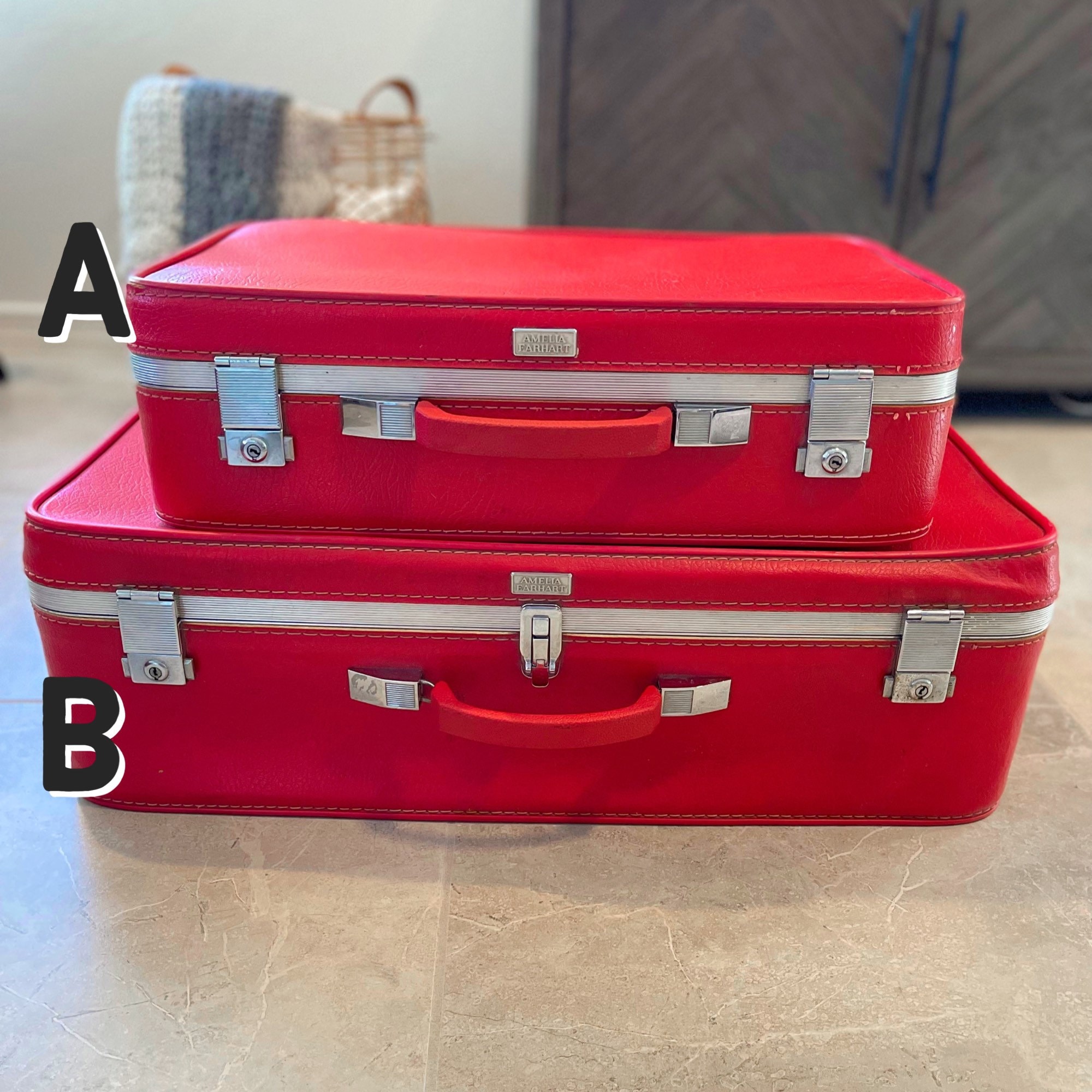 Vintage Red Suitcases YOU PICK Amelia Earhart Baltimore Luggage Co Vintage Suitcase Bright Red Suitcase Soft Sided Suitcases